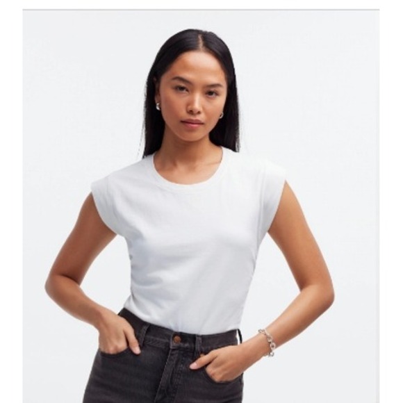 Madewell Top Womens Extra Small White Side Cinch Muscle Tee NJ787 - Picture 1 of 12